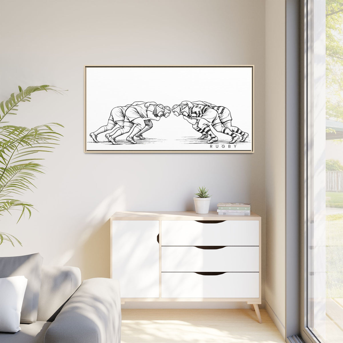 Print, Rugby Scrum, Matte Canvas Print Framed Art