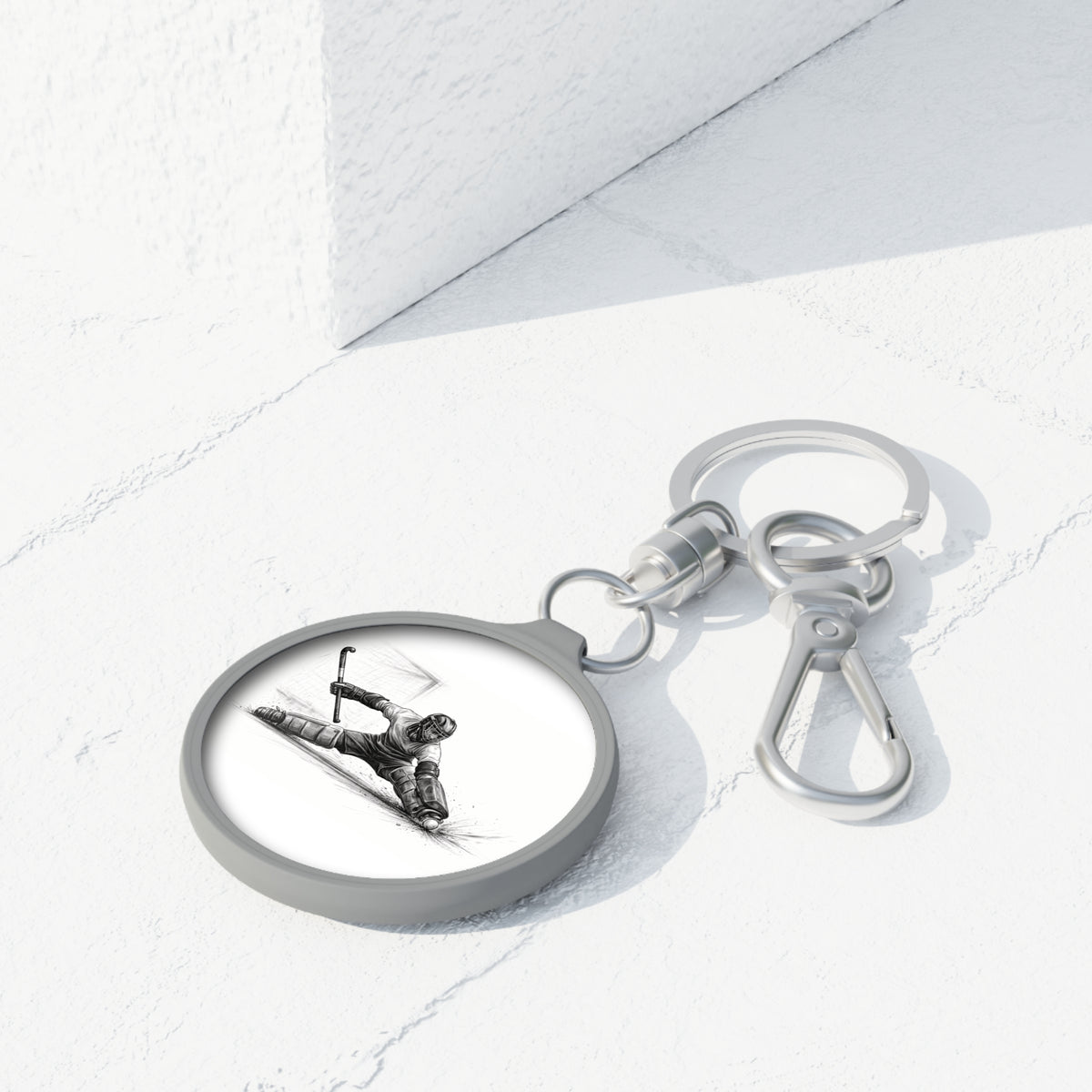 Keyring Bag Tag, Hockey Goalie, splits design
