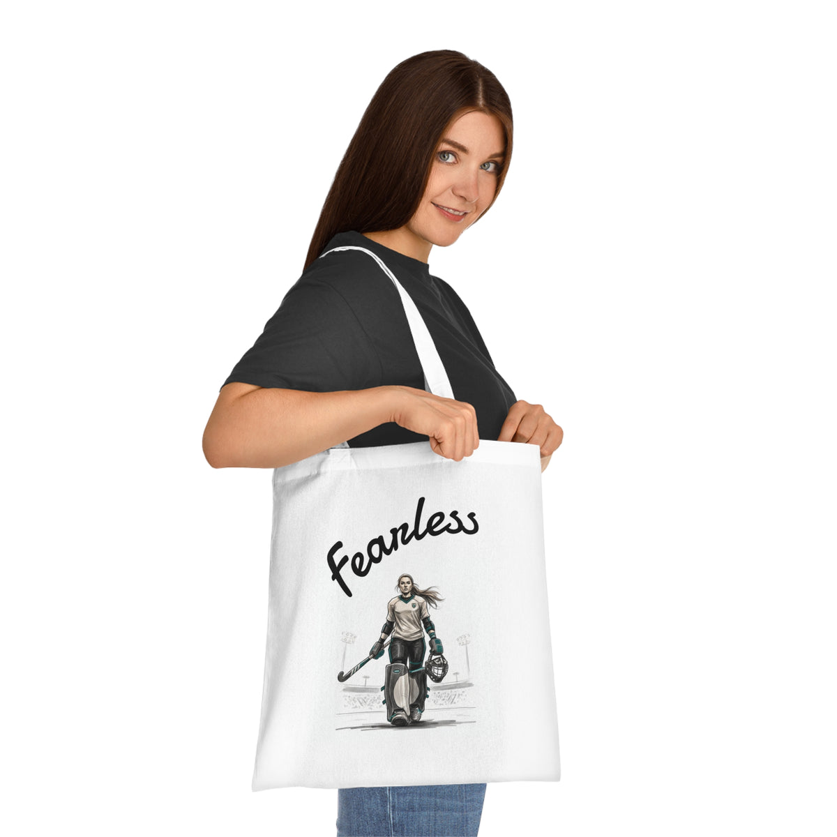 Bag, Hockey, Female keeper - Fearless design, Cotton Tote (printed one side)
