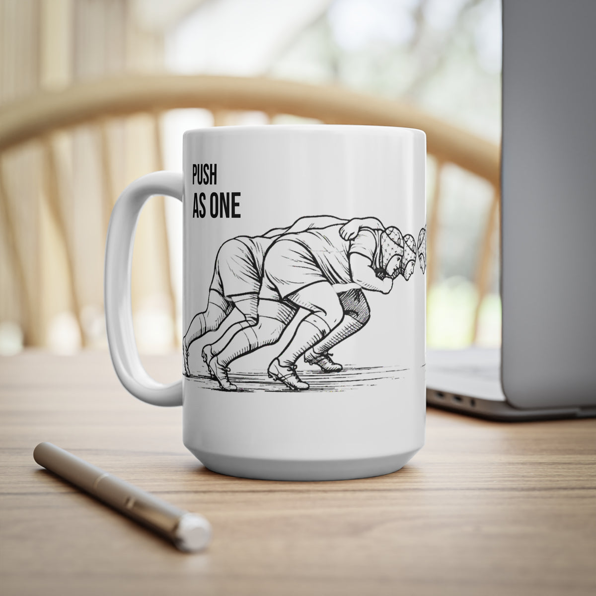 Mug, Rugby Scrum , Push as One, Ceramic, 325ml / 11oz or 440ml / 15oz