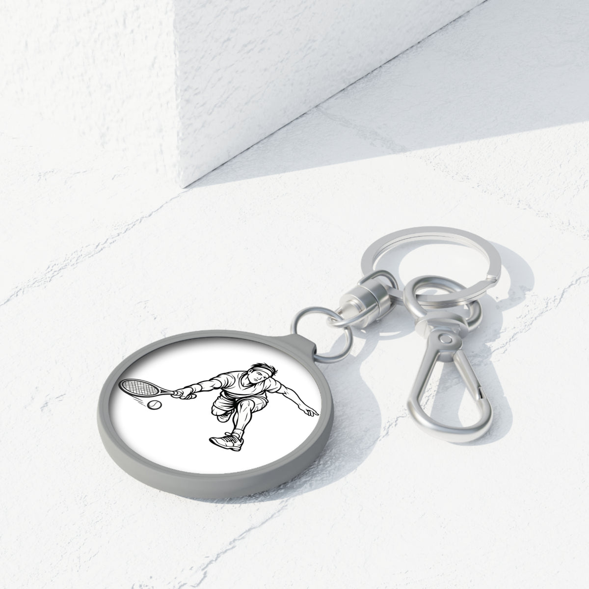 Keyring Bag Tag, Tennis Player, Minimalist Sketch design