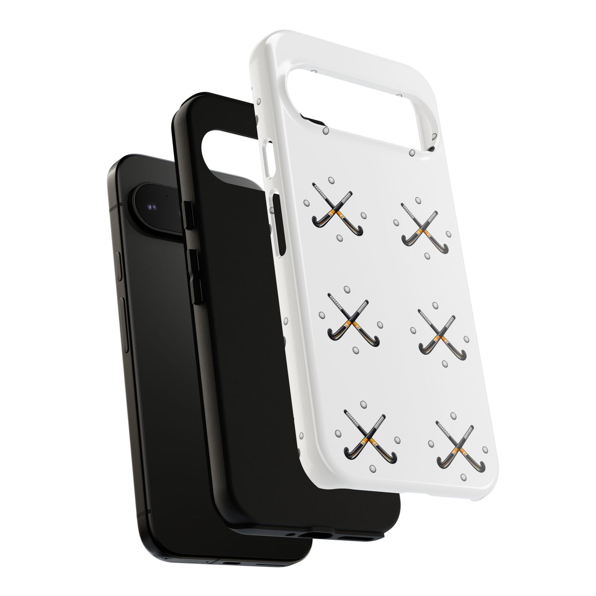 Phone Case, Hockey Repeated Crossed Sticks & Balls Pattern, Tough Case