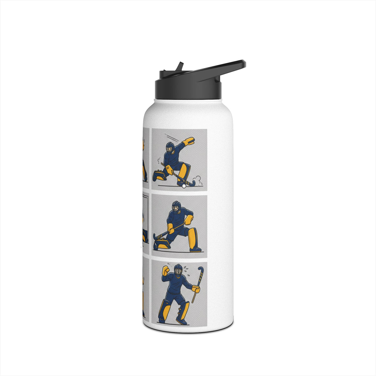 Water Bottle, Hockey Goalkeeper Illustration, Stainless Steel