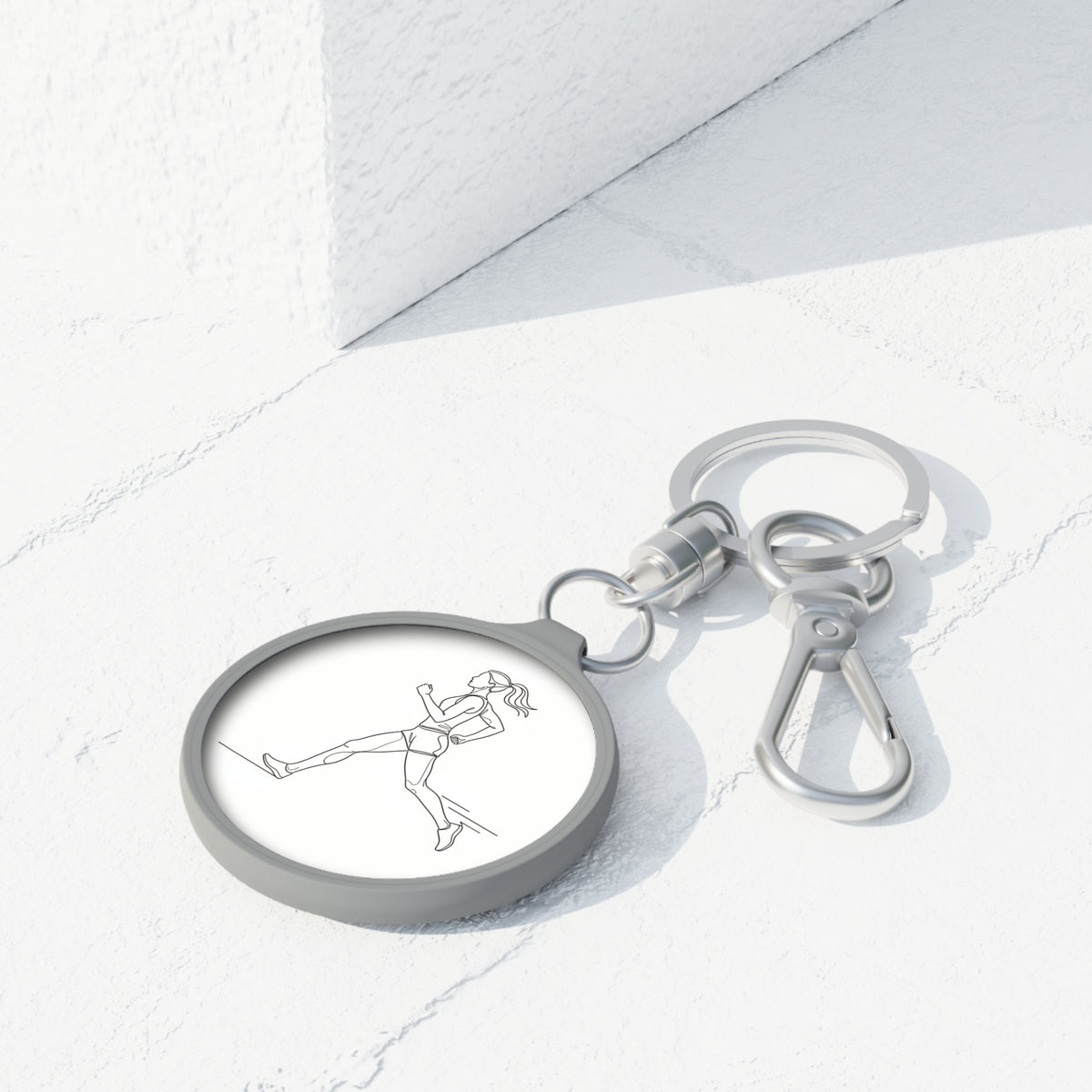Keyring Bag Tag, Runner, minimalist sketch