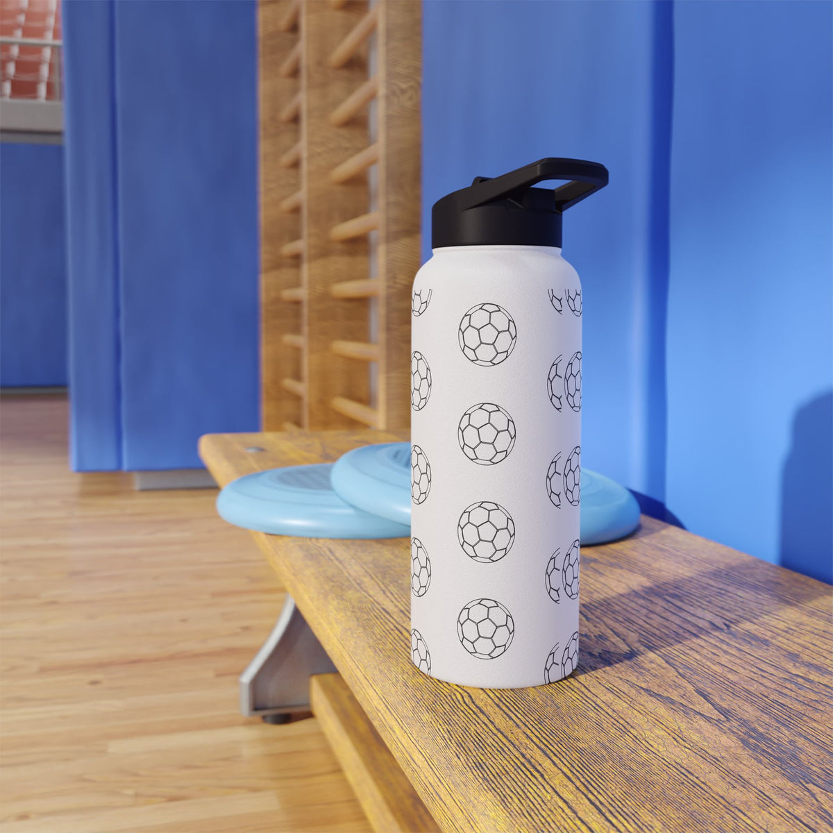 Water Bottle, Football repeat pattern design, Stainless Steel