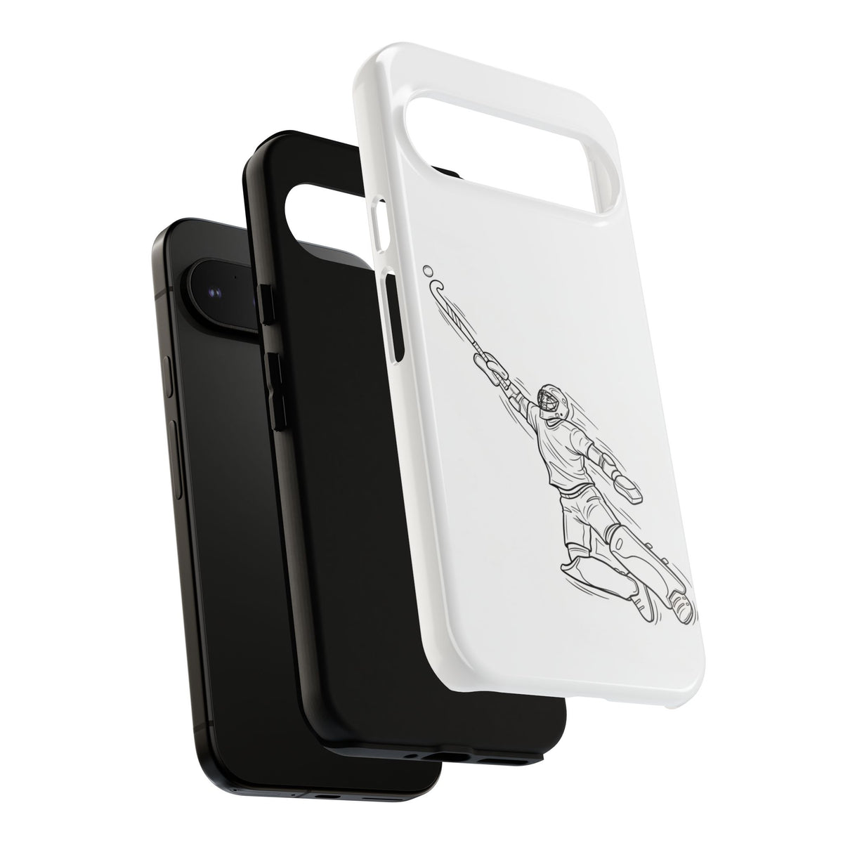 Hockey Goalkeeper Sketch Phone Case — Minimalist Sports Protective Cover
