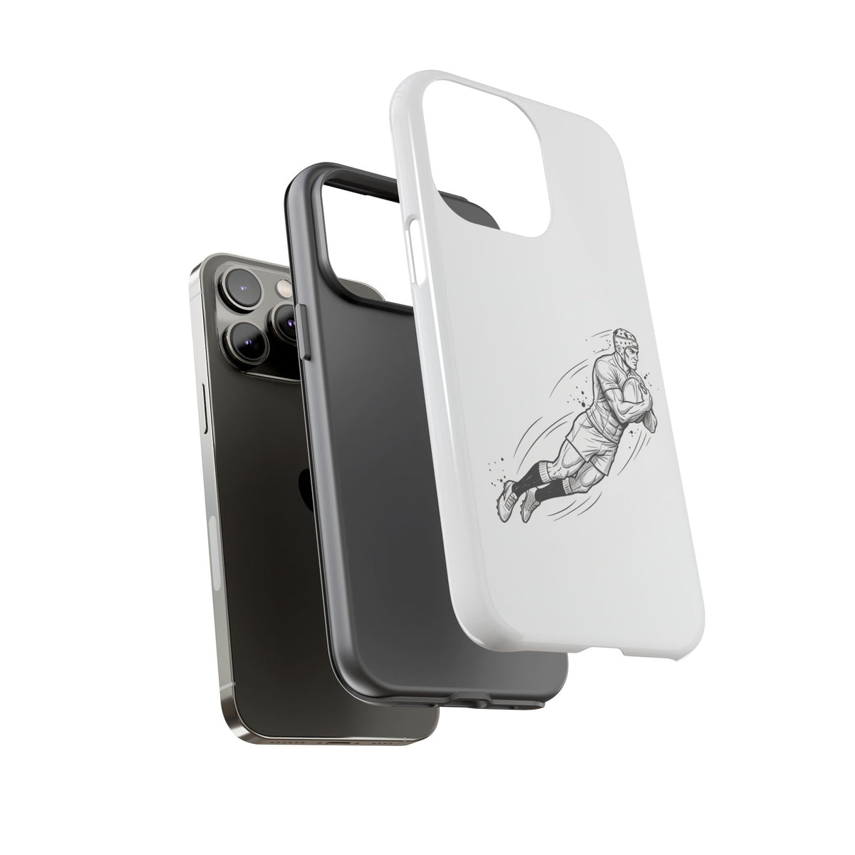 Phone Case, Rugby Try Swan Dive Minimalist Sketch design, Tough Case