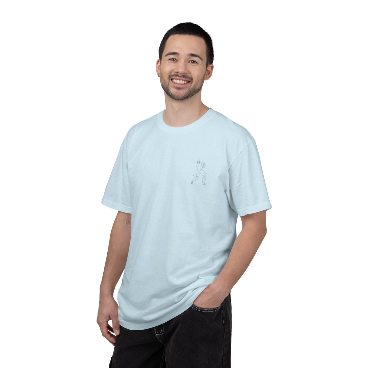 T shirt, Cricket Batsman Minimalist sketch design, Cotton, Various Colours