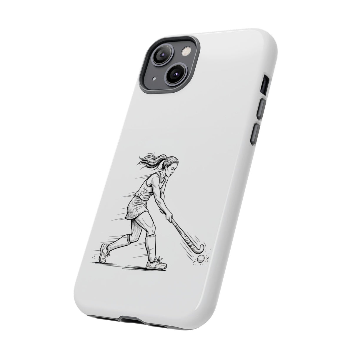 Phone Case, Hockey, Female  Player Minimalist sketch design, Tough Case