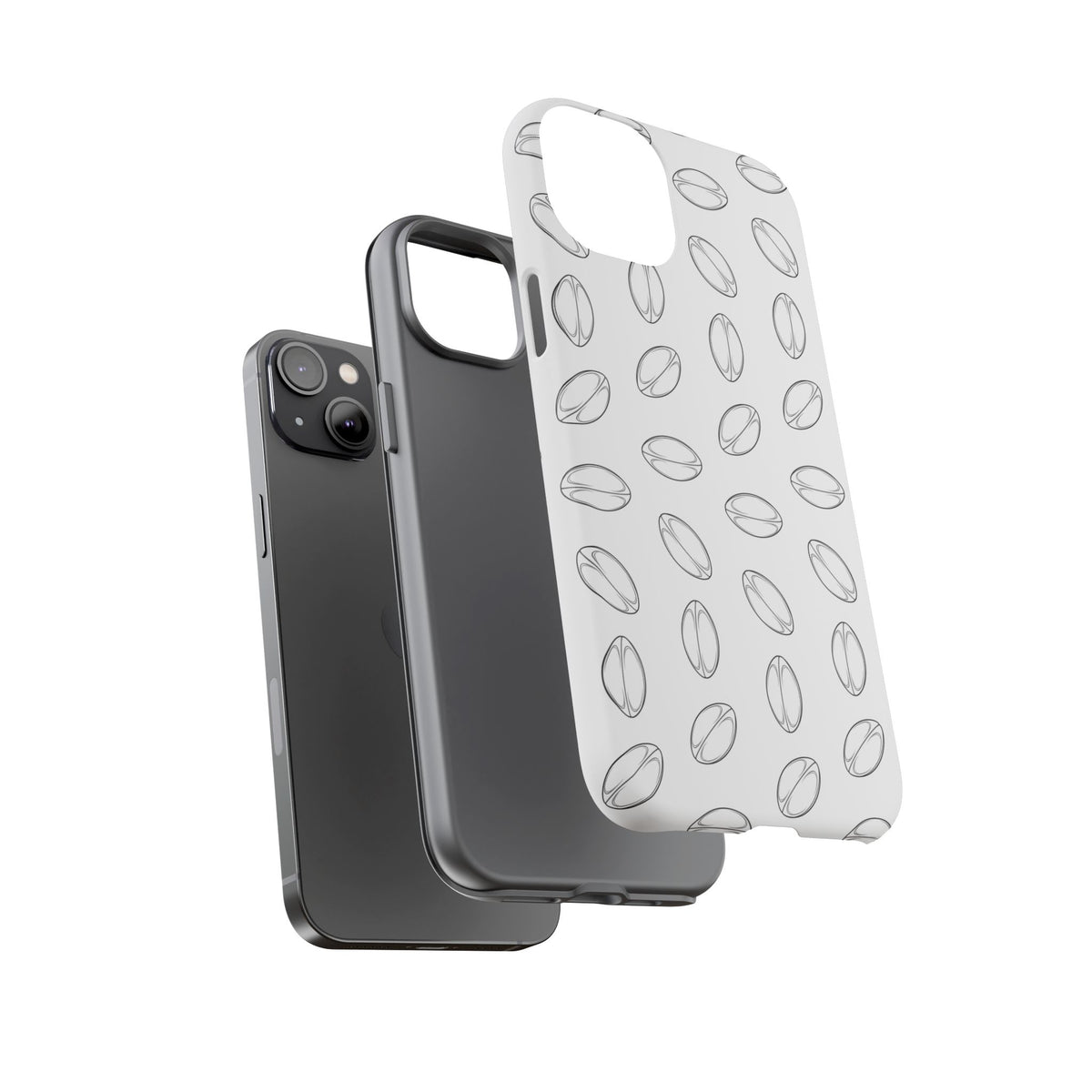Phone Case, Rugby Ball Minimalist Sketch Pattern, Tough Case