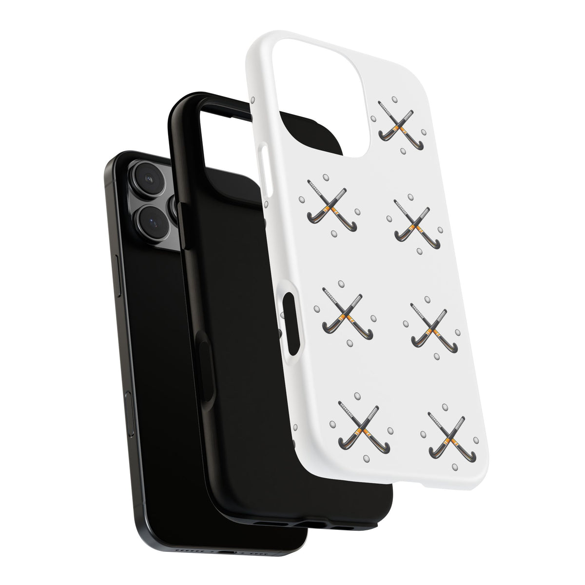 Phone Case, Hockey Repeated Crossed Sticks & Balls Pattern, Tough Case