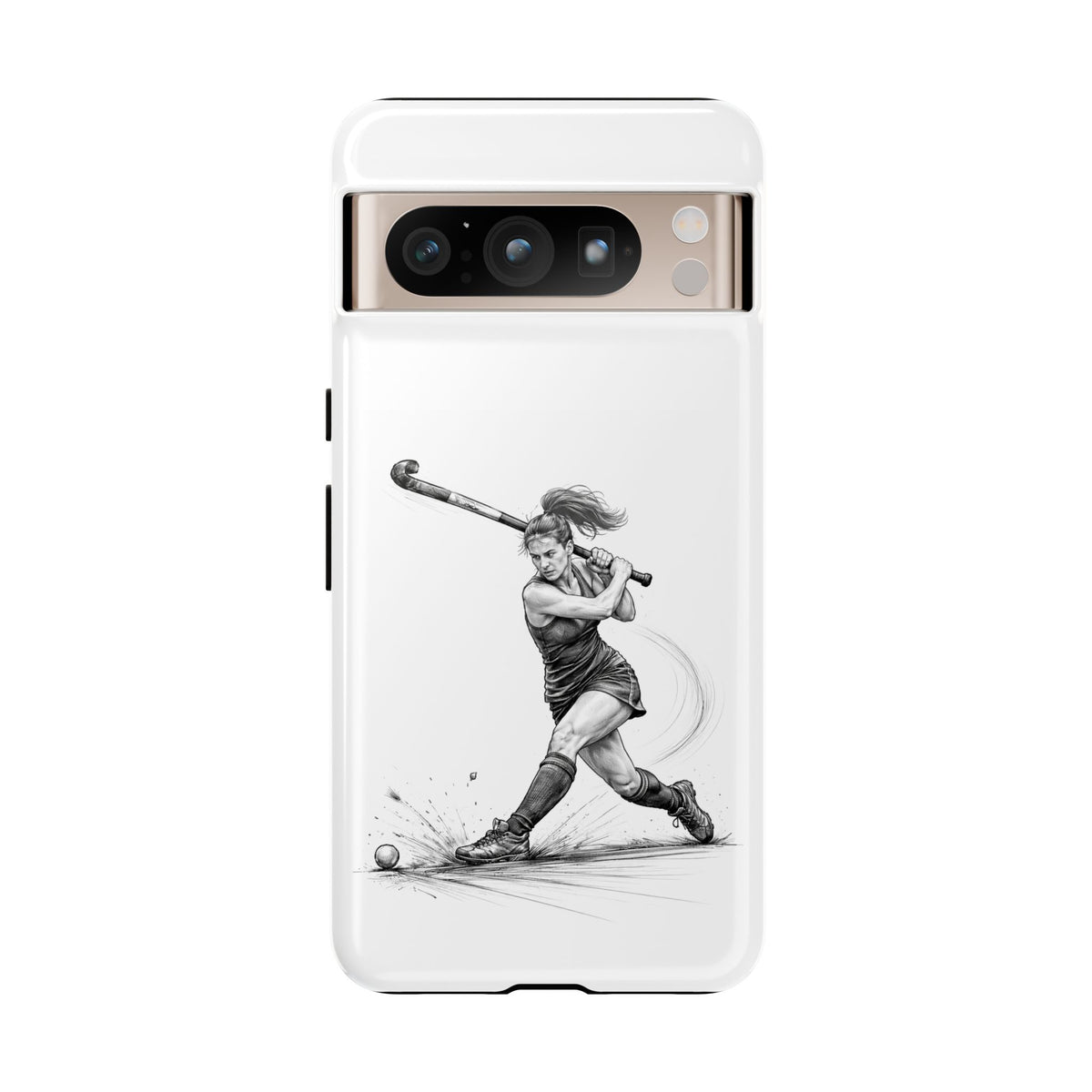 Phone Case, Hockey, Female Player "Tomahawk" shot design, Tough Case