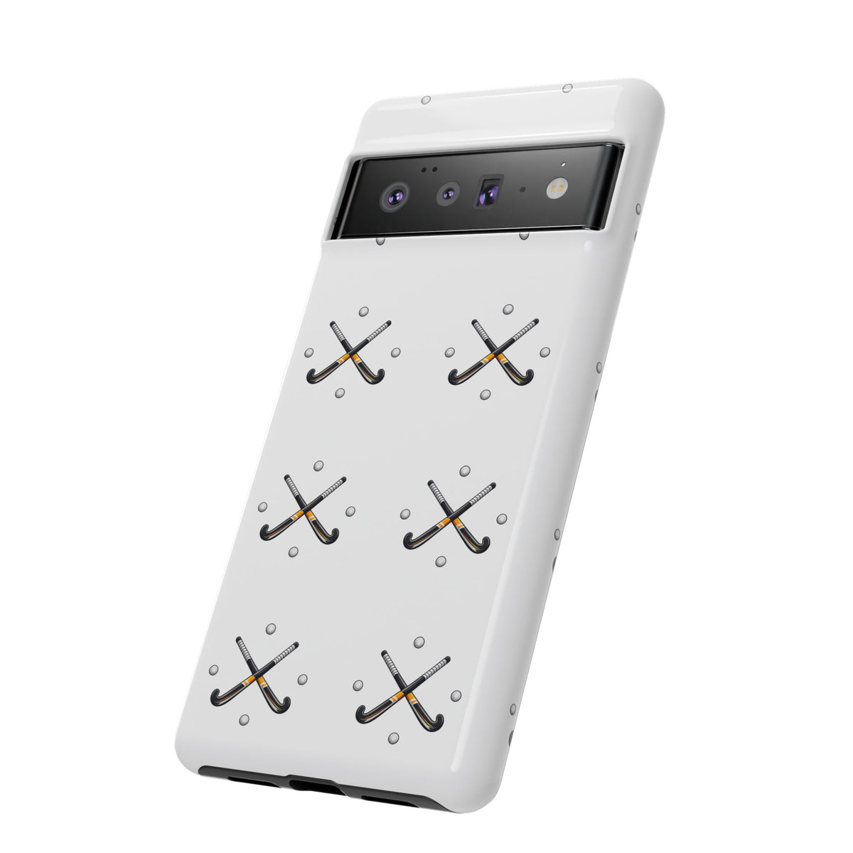 Phone Case, Hockey Repeated Crossed Sticks & Balls Pattern, Tough Case