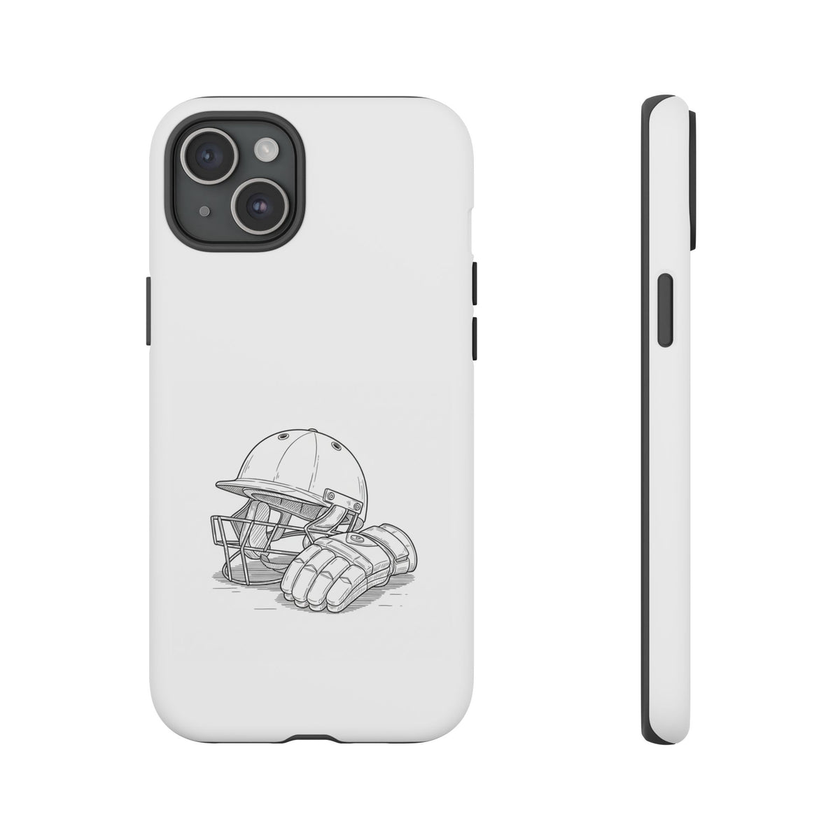 Phone Case, Cricket Gloves & Helmet Sketch, Tough Case