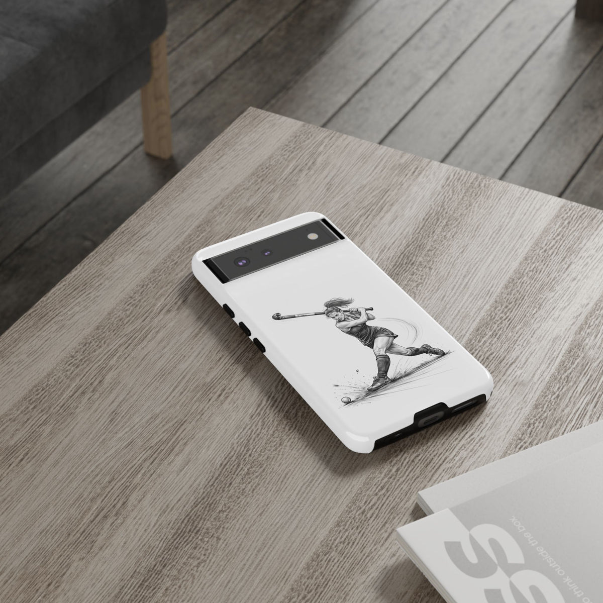 Phone Case, Hockey, Female Player "Tomahawk" shot design, Tough Case