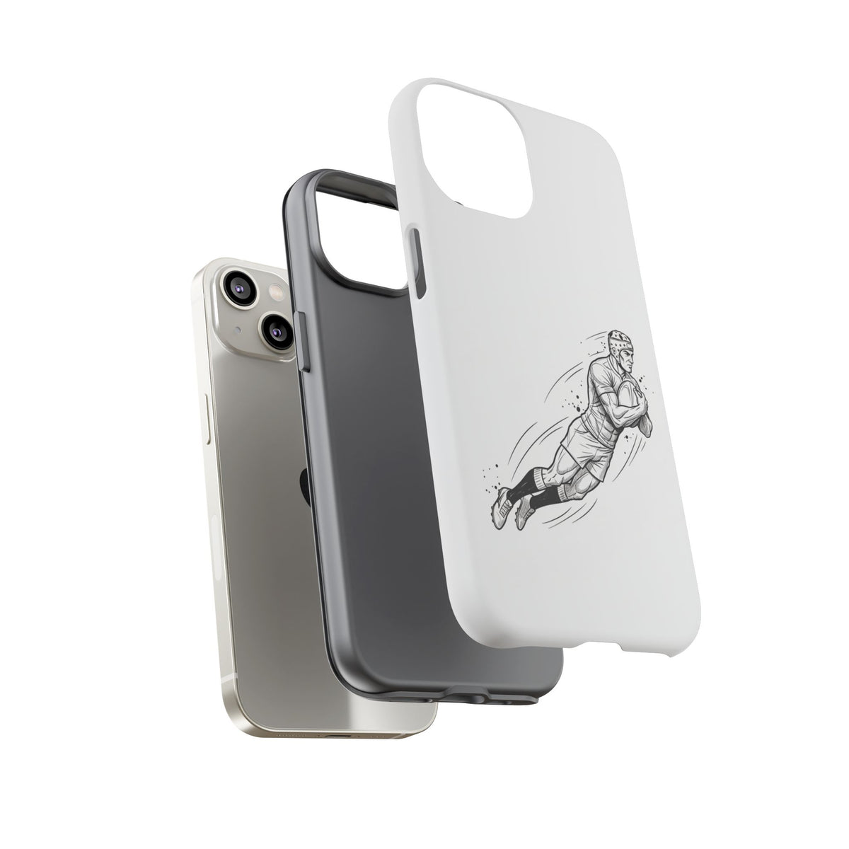 Phone Case, Rugby Try Swan Dive Minimalist Sketch design, Tough Case
