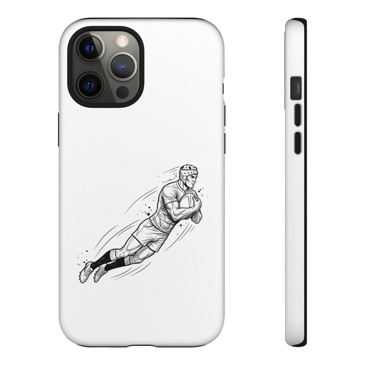 Phone Case, Rugby Try Swan Dive Minimalist Sketch design, Tough Case