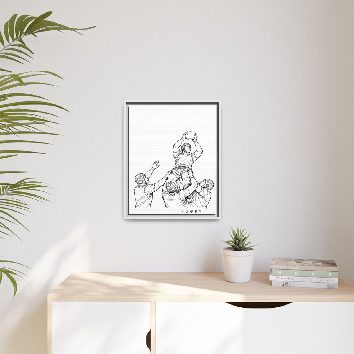 Print, Rugby Line-Out, Matte Canvas Print Framed Art