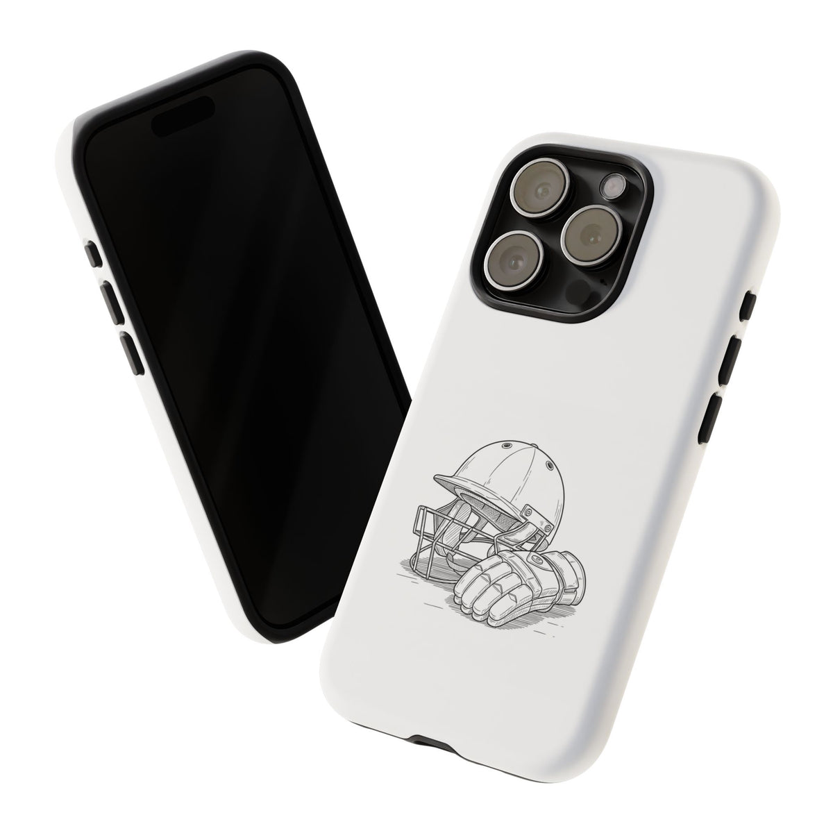 Phone Case, Cricket Gloves & Helmet Sketch, Tough Case