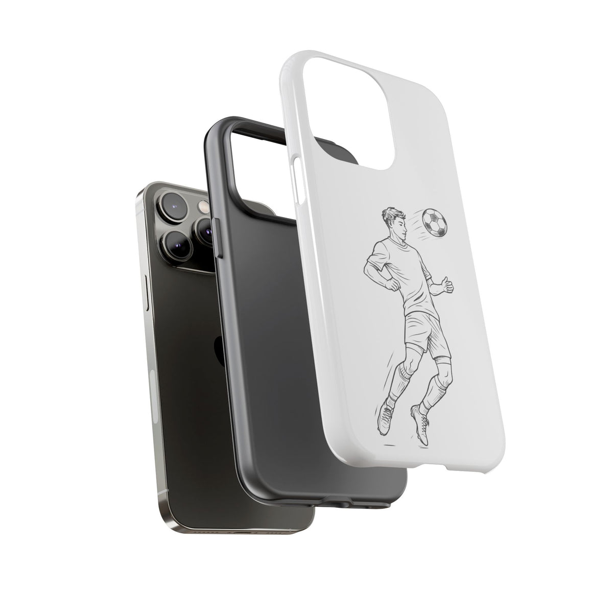Phone Case, Football Chest-control Minimalist sketch Design, Tough Case