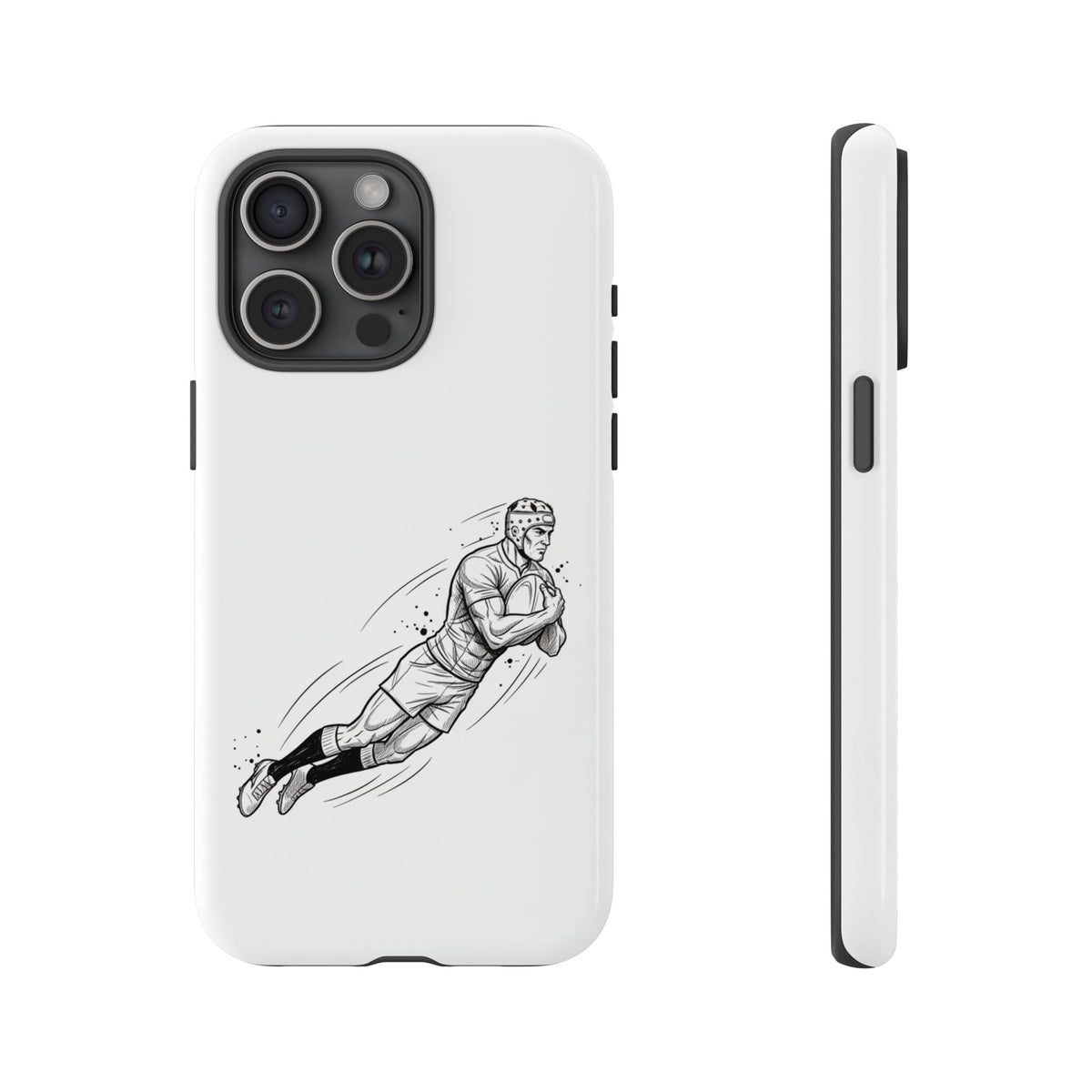 Phone Case, Rugby Try Swan Dive Minimalist Sketch design, Tough Case
