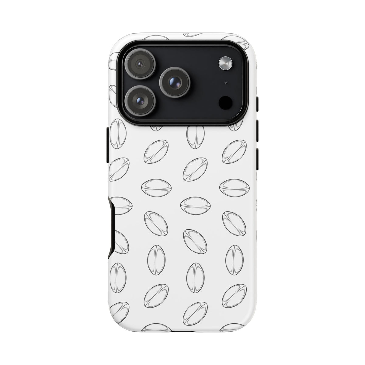 Phone Case, Rugby Ball Minimalist Sketch Pattern, Tough Case
