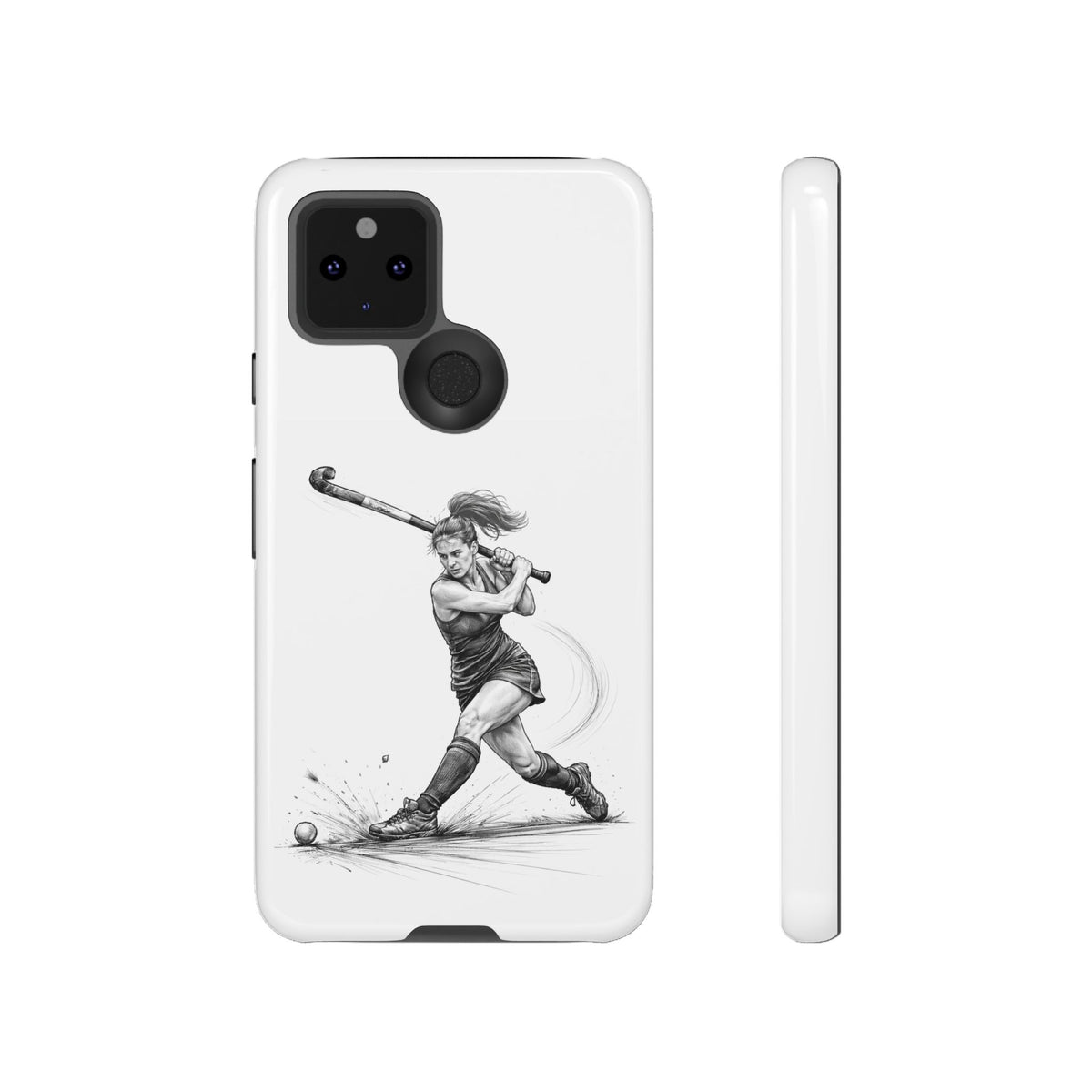 Phone Case, Hockey, Female Player "Tomahawk" shot design, Tough Case
