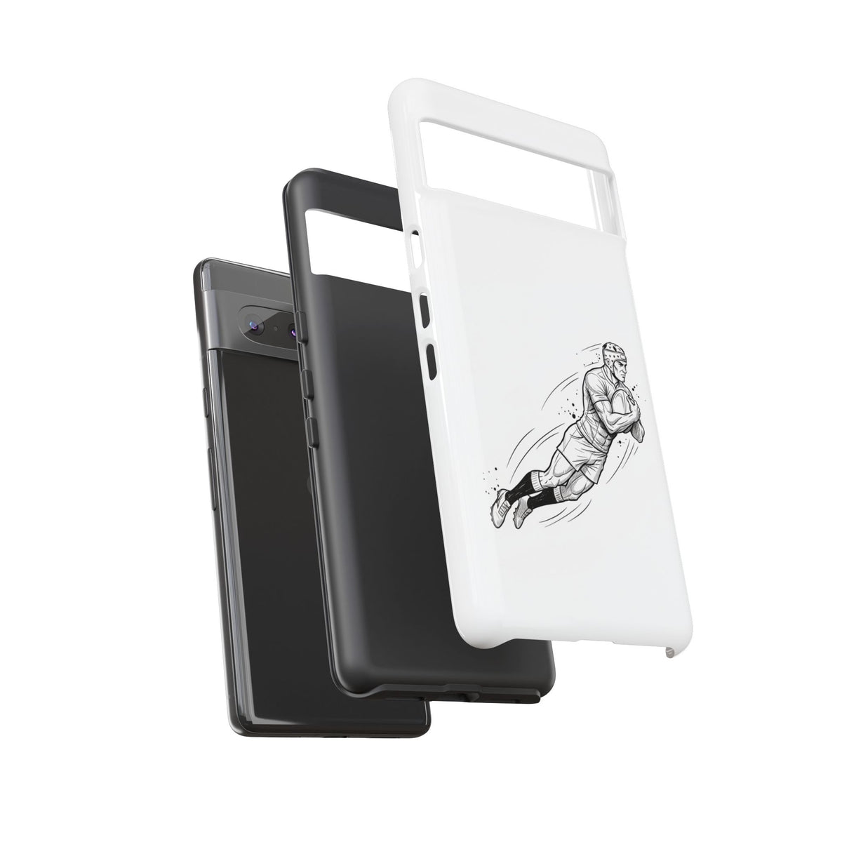 Phone Case, Rugby Try Swan Dive Minimalist Sketch design, Tough Case