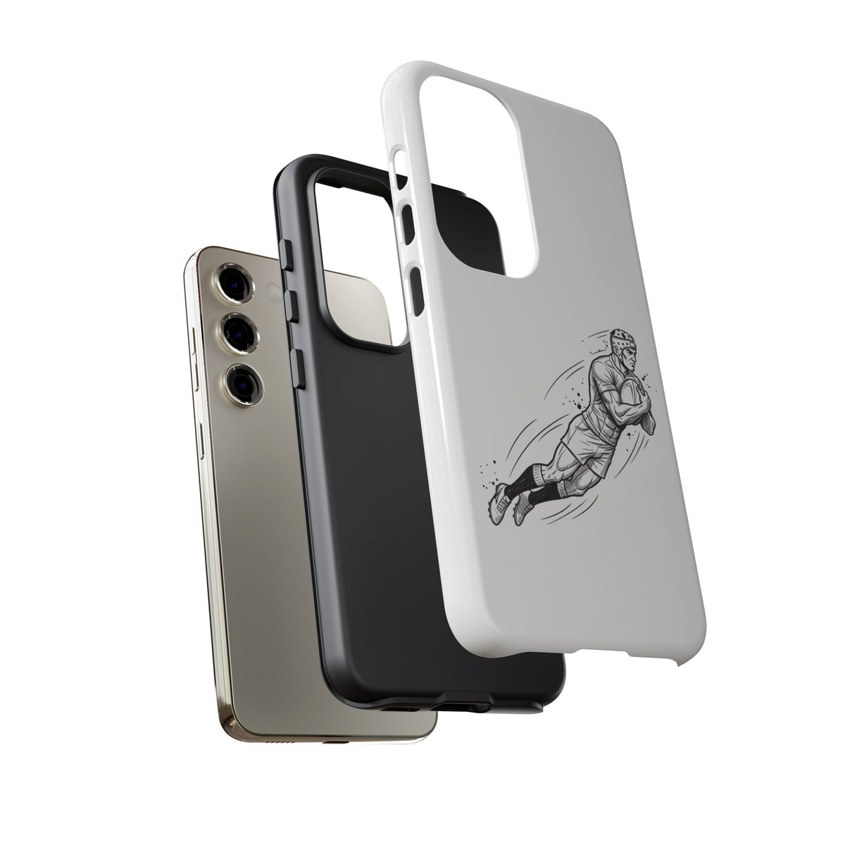 Phone Case, Rugby Try Swan Dive Minimalist Sketch design, Tough Case
