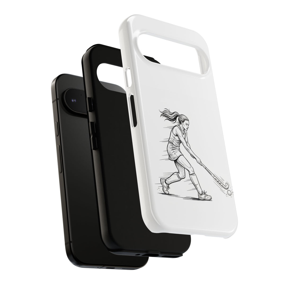 Phone Case, Hockey, Female  Player Minimalist sketch design, Tough Case
