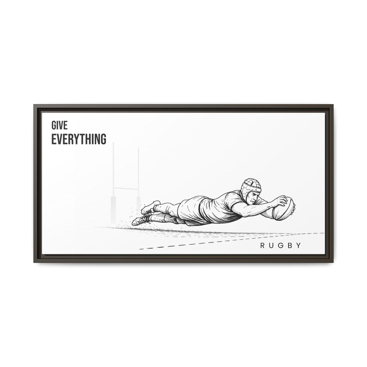 Print, Rugby Try, "Give Everything"  Matte Canvas Framed Wall Art