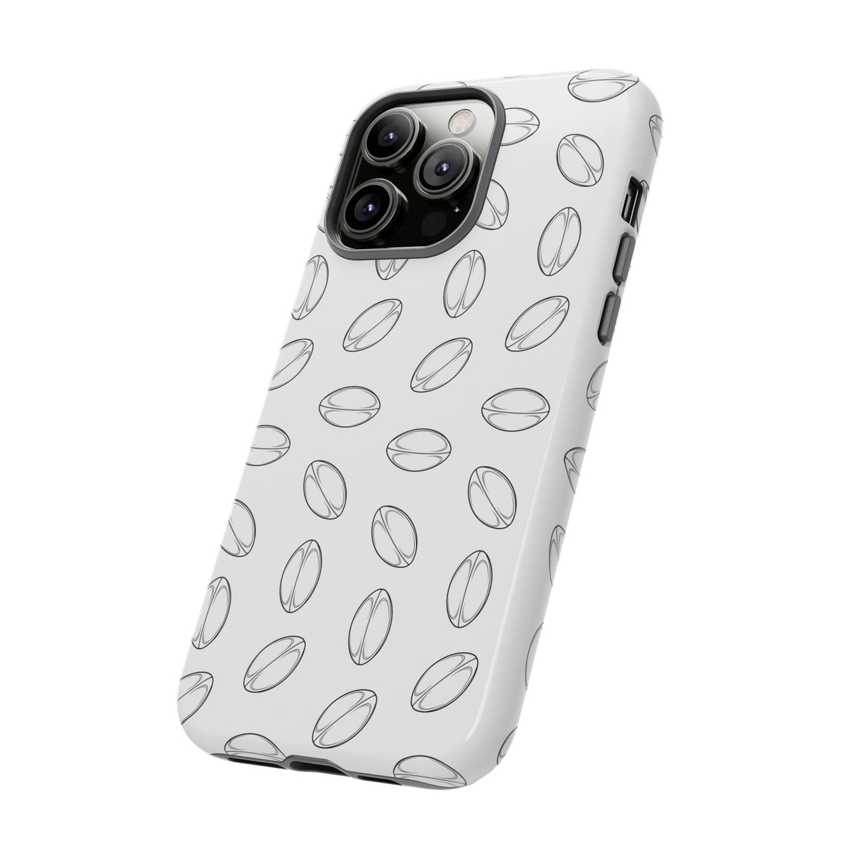 Phone Case, Rugby Ball Minimalist Sketch Pattern, Tough Case