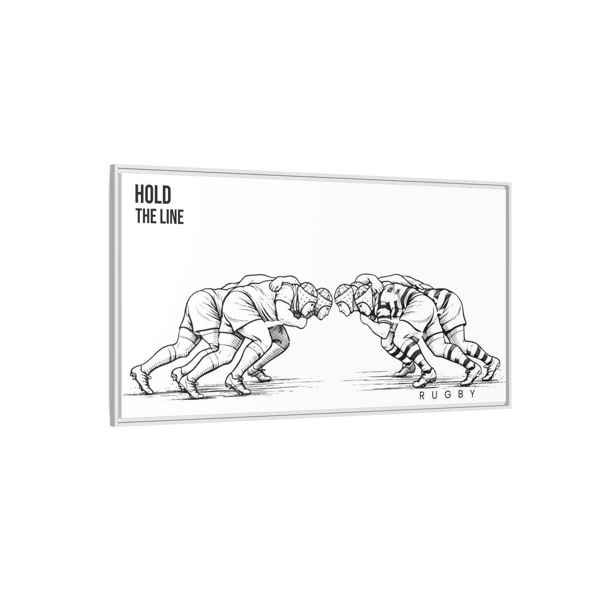 Print, Rugby Scrum, "Hold the Line" , Matte Canvas Print Framed Art