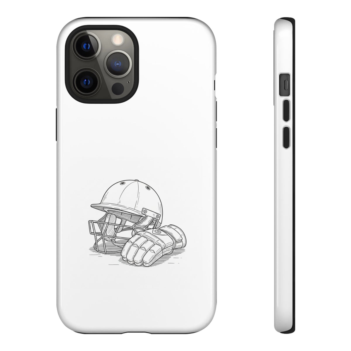 Phone Case, Cricket Gloves & Helmet Sketch, Tough Case