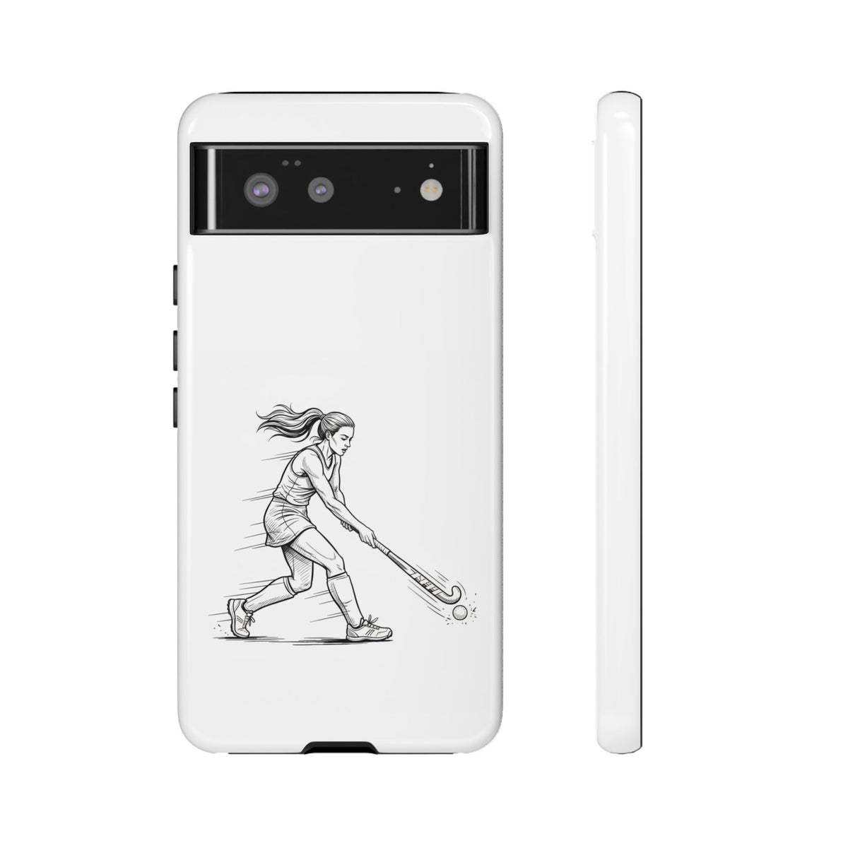 Phone Case, Hockey, Female  Player Minimalist sketch design, Tough Case