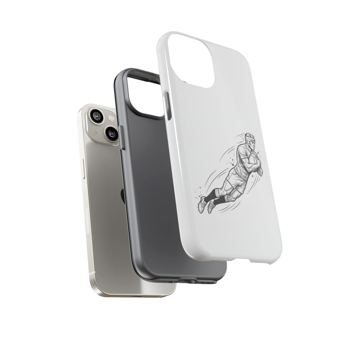 Phone Case, Rugby Try Swan Dive Minimalist Sketch design, Tough Case