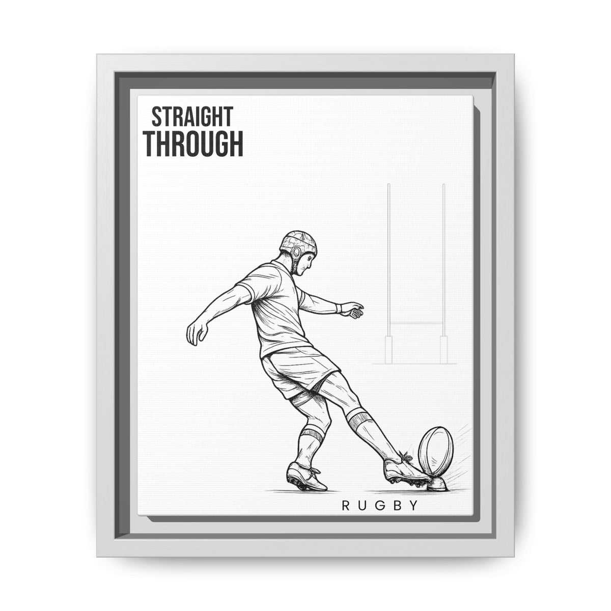 Print, Rugby Conversion Kick - Straight Through, Matte Canvas Print Framed Art