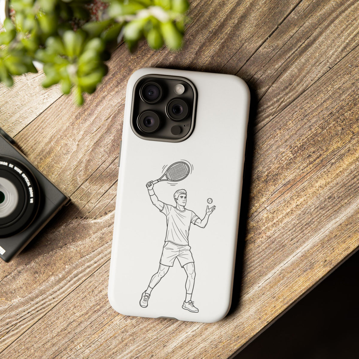 Phone Case, Racket Sports, Tennis Player overhead shot Design, Tough Case