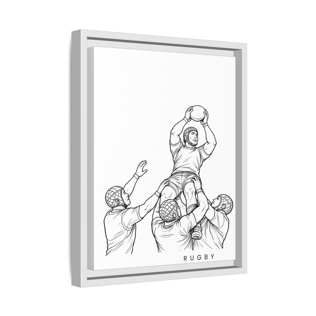 Print, Rugby Line-Out, Matte Canvas Print Framed Art