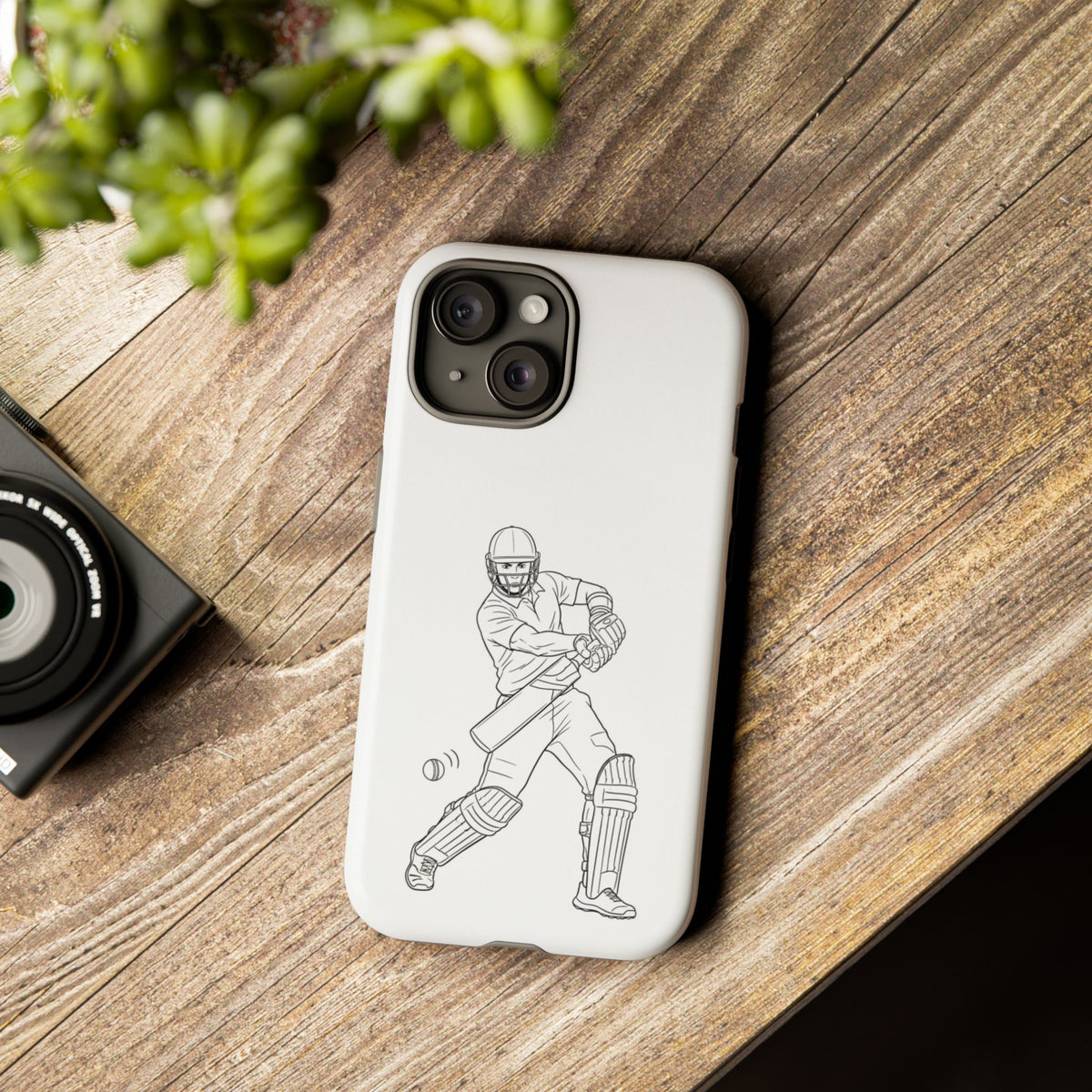 Phone Case, Cricket Batsman Sketch, Tough Case
