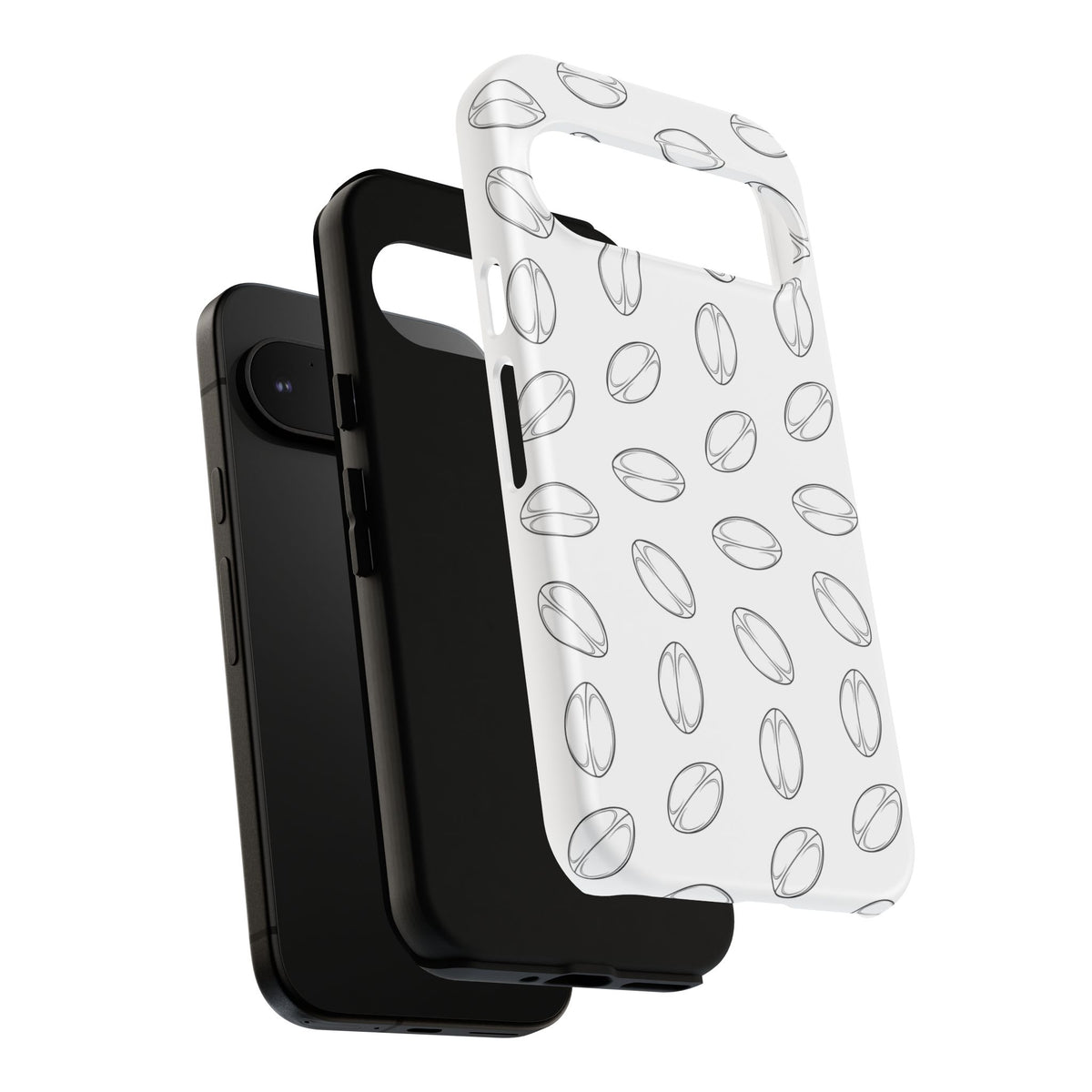 Phone Case, Rugby Ball Minimalist Sketch Pattern, Tough Case