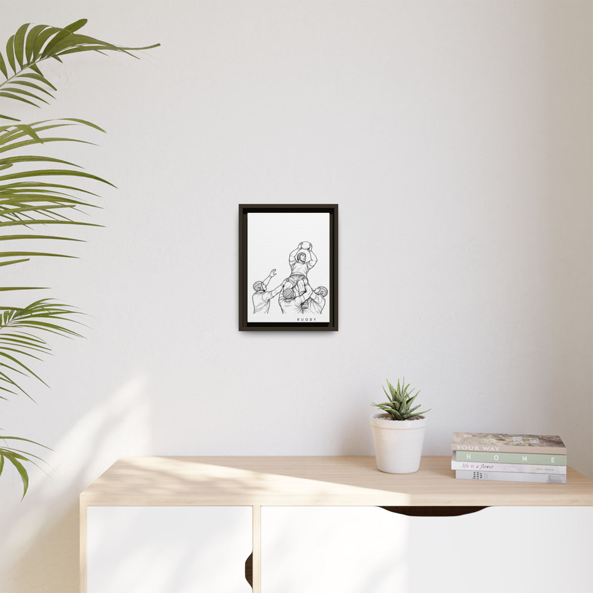 Print, Rugby Line-Out, Matte Canvas Print Framed Art