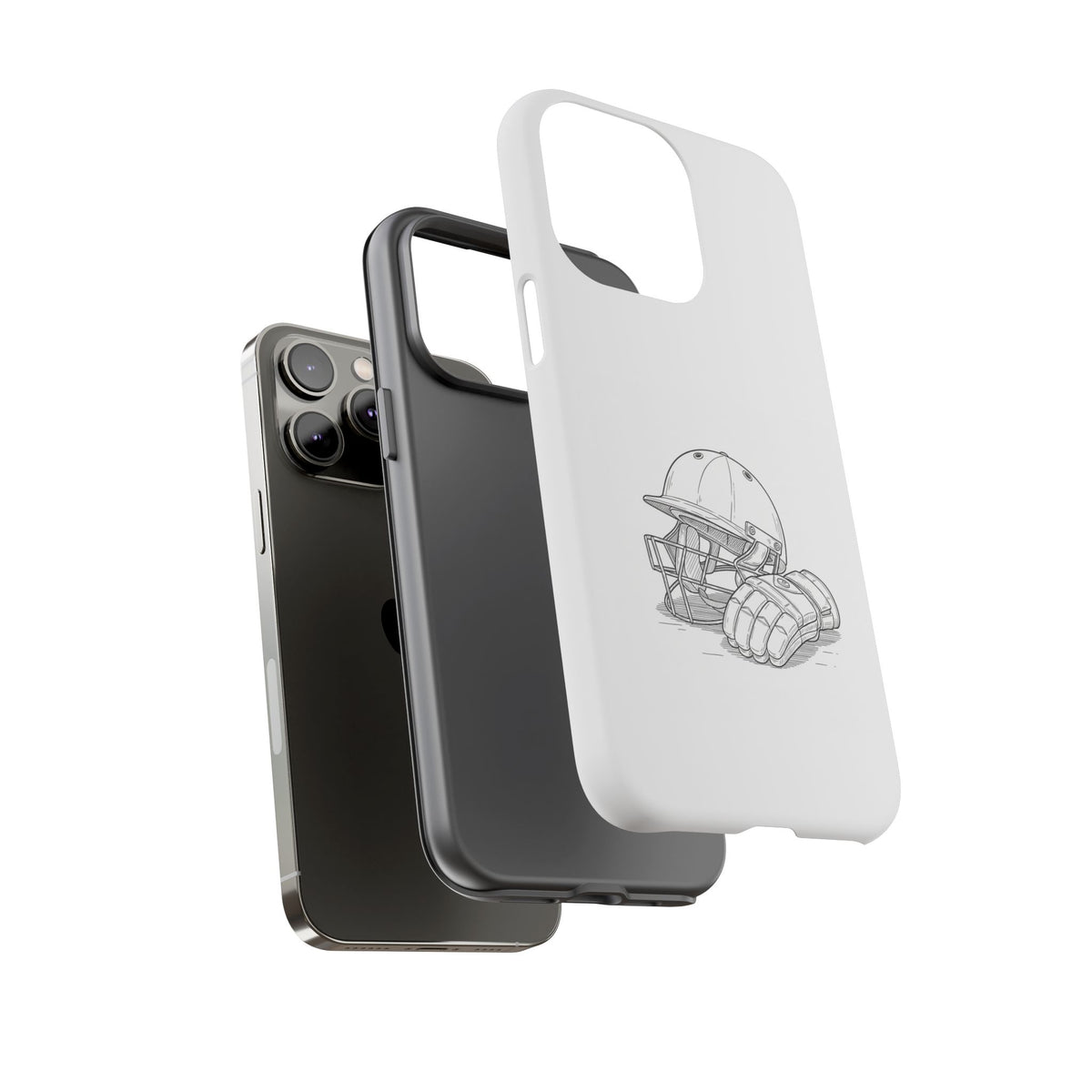 Phone Case, Cricket Gloves & Helmet Sketch, Tough Case