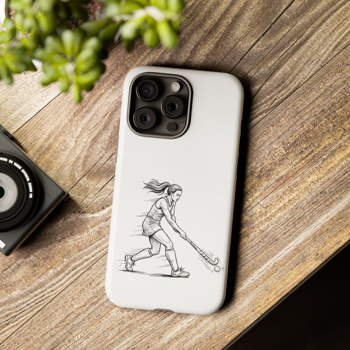 Phone Case, Hockey, Female  Player Minimalist sketch design, Tough Case