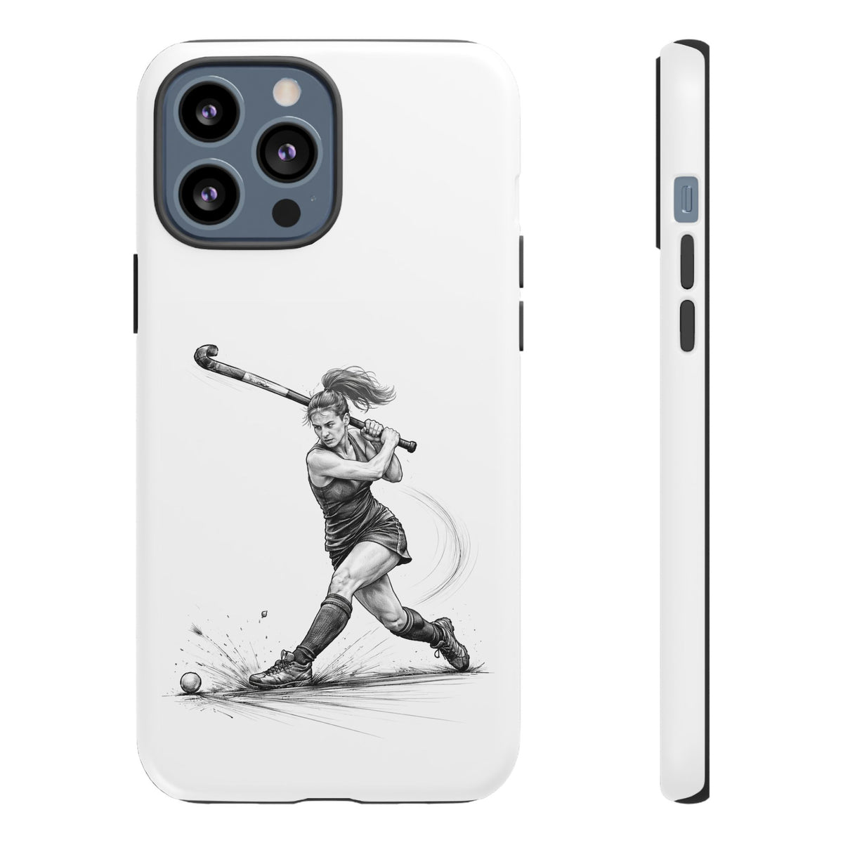 Phone Case, Hockey, Female Player "Tomahawk" shot design, Tough Case