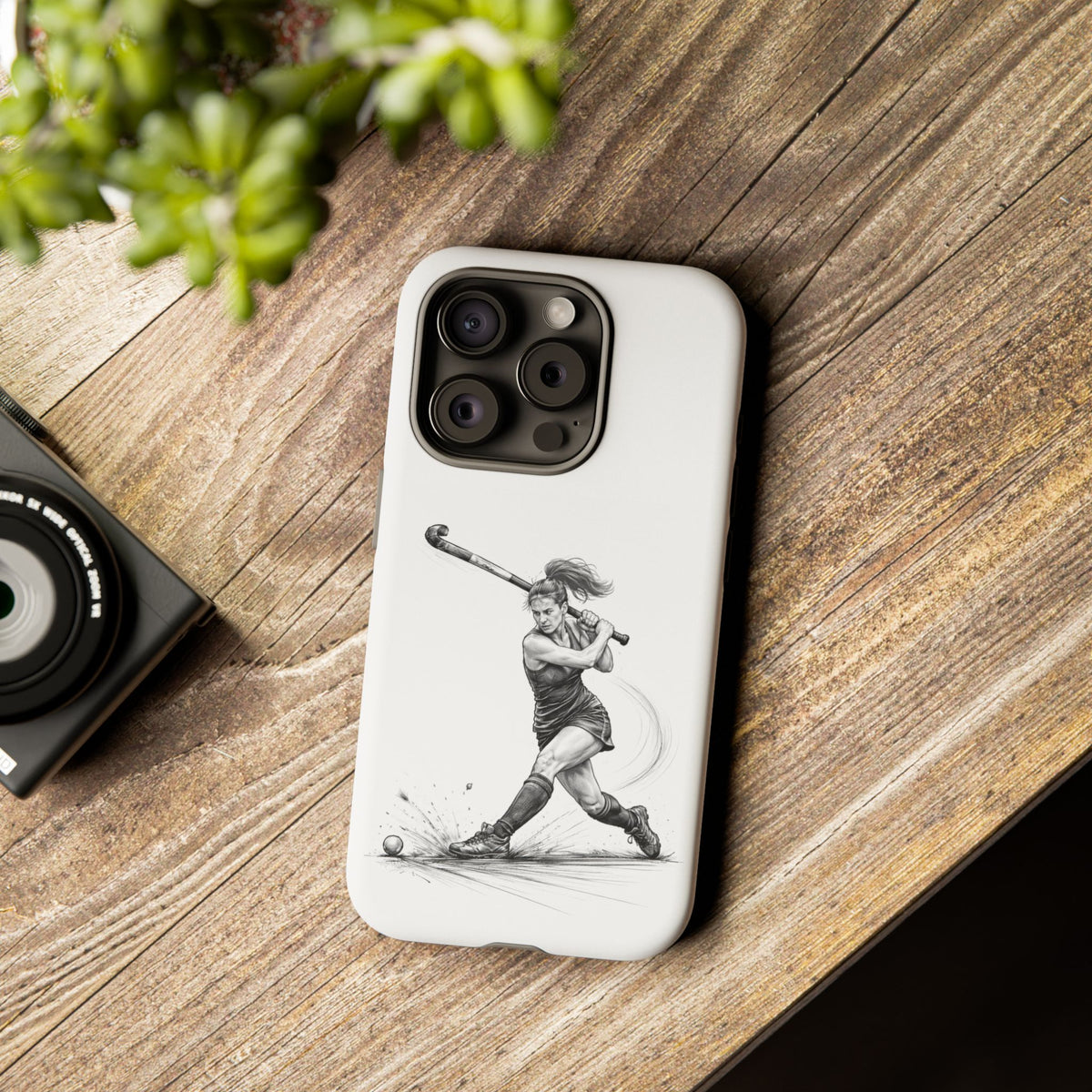 Phone Case, Hockey, Female Player "Tomahawk" shot design, Tough Case