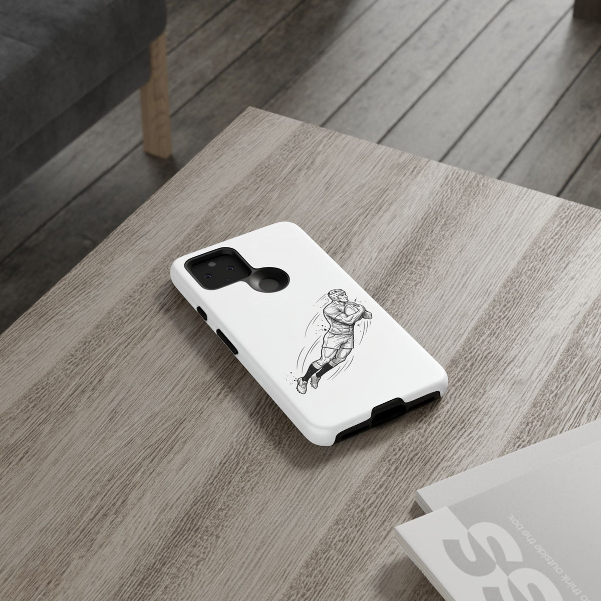 Phone Case, Rugby Try Swan Dive Minimalist Sketch design, Tough Case