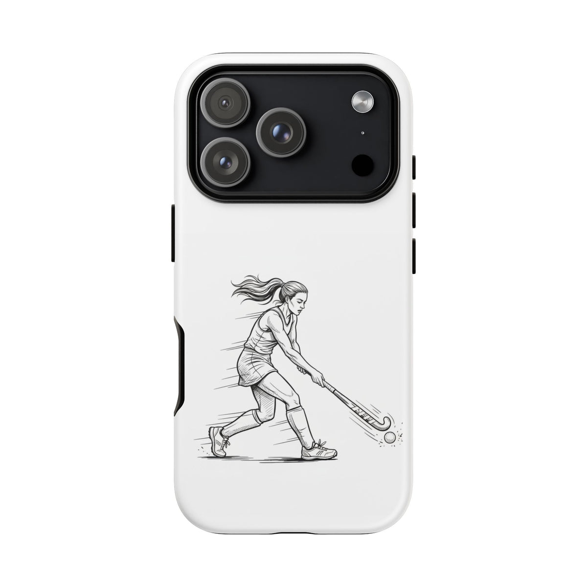 Phone Case, Hockey, Female  Player Minimalist sketch design, Tough Case