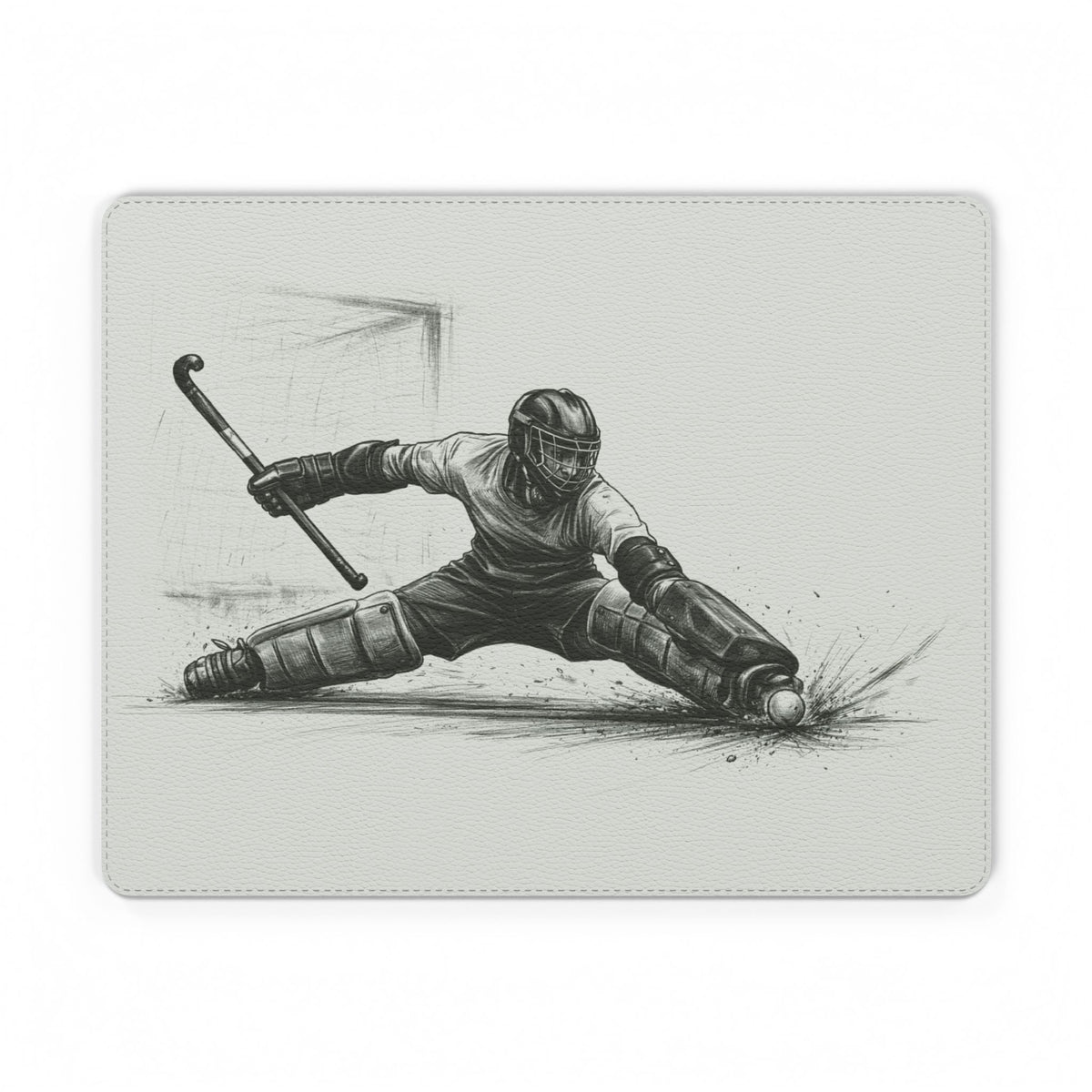 Mouse Mat, Hockey "Goal Keeper Hero Save" design, Faux Leather