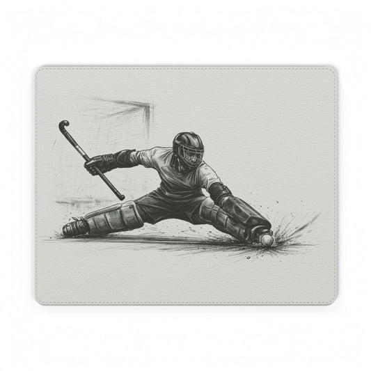 Mouse Mat, Hockey "Goal Keeper Hero Save" design, Faux Leather